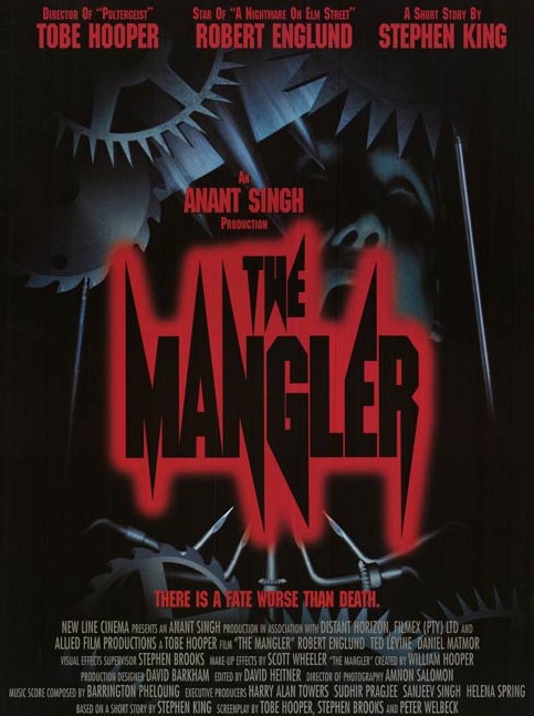 The movie poster for The Mangler.